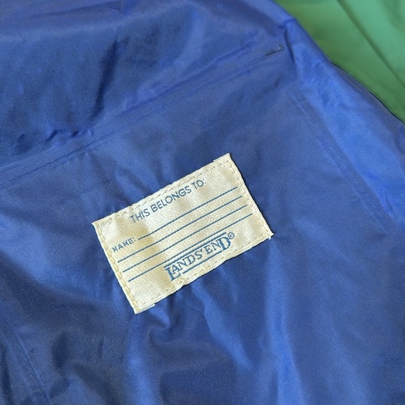 Lands End Green Hooded Raincoat Size 6/7 snap front - Picture 6 of 7